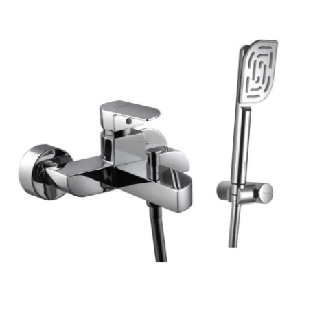 Alive Single Lever Bath and Shower Mixer Kit With Hand Shower And and Holder Wall Mounted-Faucets-Exclusive Tiles