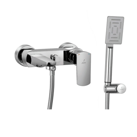 Kubix Single Lever Bath and Shower Mixer Kit W Hand Showerand Holder Wall Mounted-Shower Stalls & Kits-Exclusive Tiles