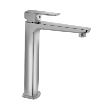 Kubix Single Lever High Neck Basin Mixer Without Pop Up Waste - Chrome-Faucets-Exclusive Tiles