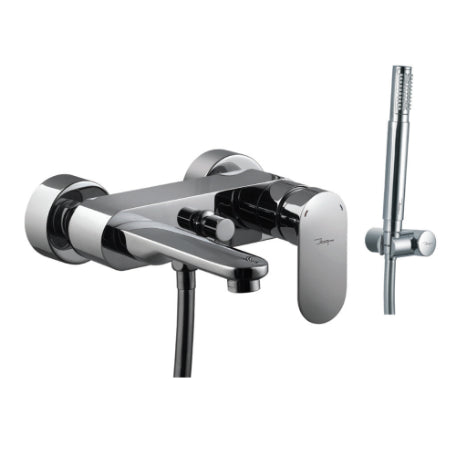 Opal Single Lever Bath and Shower Mixer Kit With Hand Shower and Holder Wall Mounted-Bathtub & Shower Jets-Exclusive Tiles